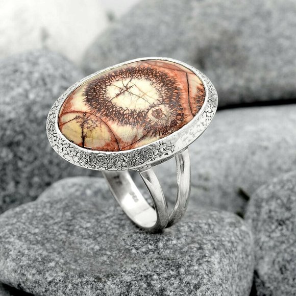 Natural Birds Eye Jasper Ring size 10 Solid Silver - Picture 3 of 3